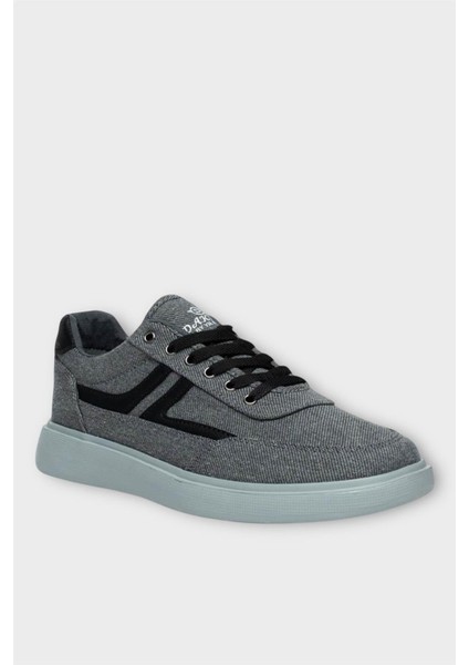Erkek Keten Gabardin Kumaş Günlük Sneaker Ayakkabı Füme
