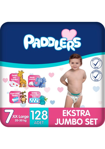 Bebek Bezi 7 Numara XX- Large 128 Adet (20- 30 Kg) Ekstra Jumbo Set