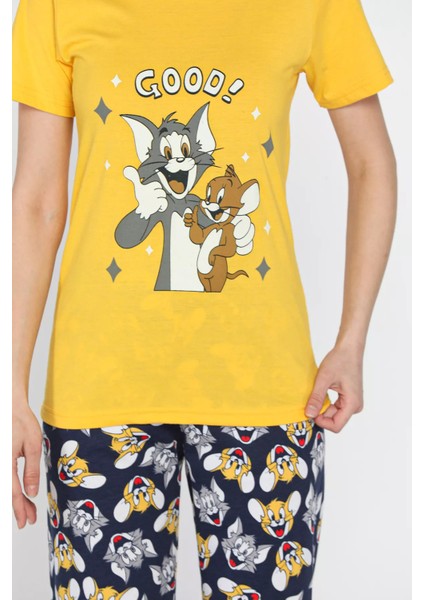 Kadın Baskılı Yarım Kol Pijama Takımı P-00016647
