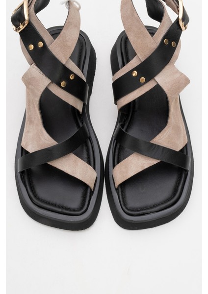 Minnea Siyah Gri Süet Deri Kadın Sandalet fiyatları