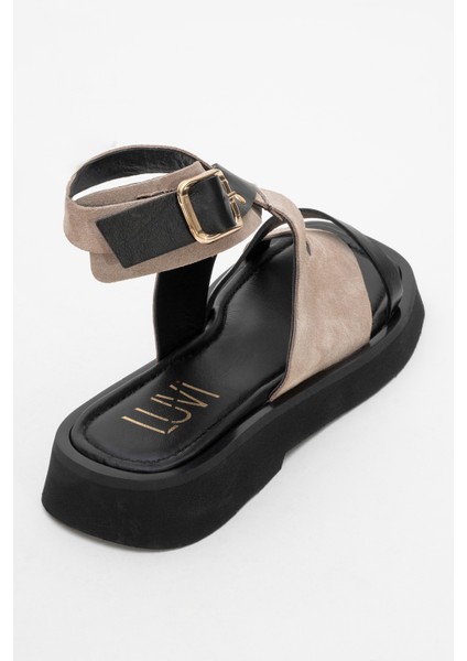 Minnea Siyah Gri Süet Deri Kadın Sandalet indirimleri