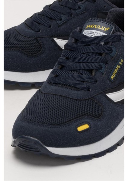 Erkek Ortopedik Günlük Yürüyüş Koşu Sneaker Spor Ayakkabı LACİVERT - SARI