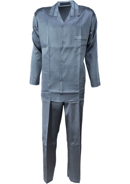 Erkek Şık Klasik Model Pijama Takımı Premium Saten Kumaş Murcia Model Cepli Tam Kalıp