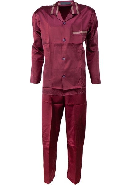 Erkek Şık Klasik Model Pijama Takımı Premium Saten Kumaş Murcia Model Cepli Tam Kalıp