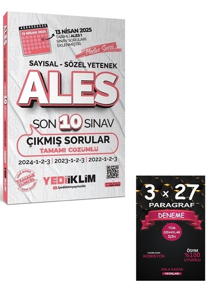 Yediiklim Ales Master Çıkmış Sorular Son 10 Sınav Çözümlü+Anlakazan Paragraf