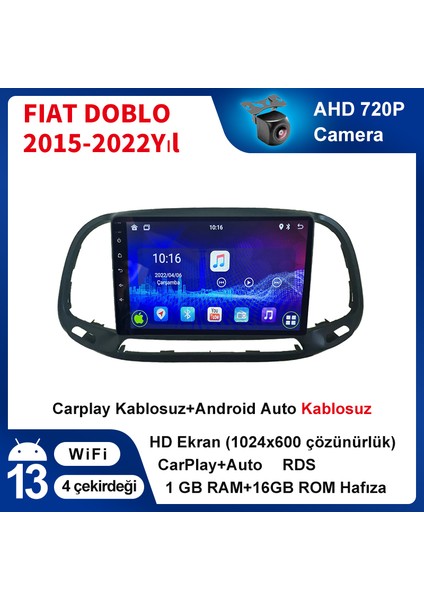 Fıat Doblo 2015-2022 Yıl Uyumlu 9 Inç 1 GB Ram 16 GB Hafıza Multimedya Carplay Navigasyon