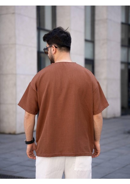Keten Oversize Tişört (Manken BOY:183 Kilo:80 Beden:m)