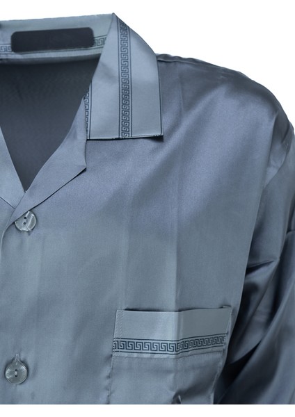 Erkek Şık Klasik Model Pijama Takımı Premium Saten Kumaş Murcia Model Cepli Tam Kalıp fırsatları
