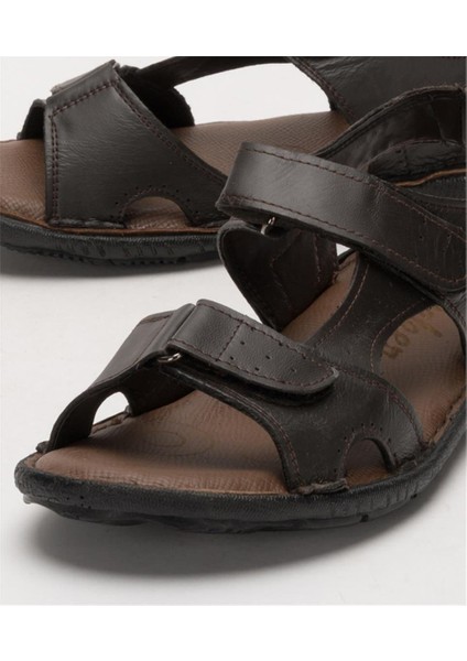 Erkek Içi Dışı Hakiki Deri Ortopetik Yazlık Esnek ve Çok Hafif Günlük Ayakkabı Sandalet Kahverengi indirimleri