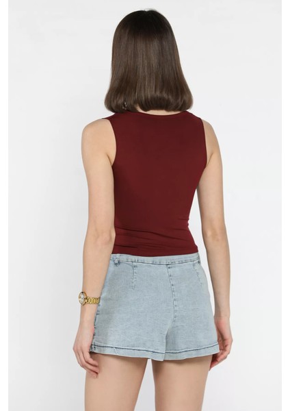 Kadın Modal Kumaş Sıfır Kol Likralı Crop Top Bluz P-00016648 modelleri