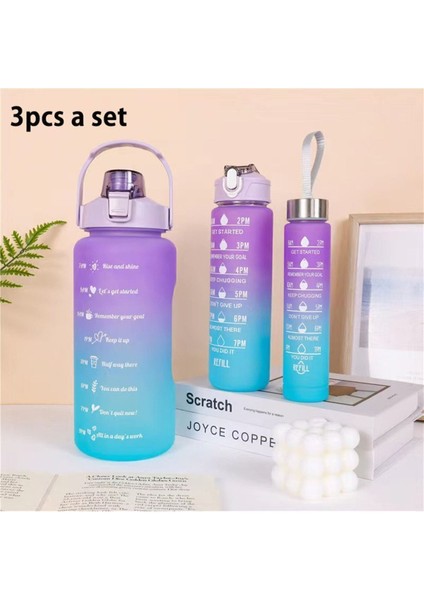 Motivasyonel 3 Lü Set Su Matarası 2 Lt 900 ml 600 ml Tritan Spor Salonu Suluk modelleri