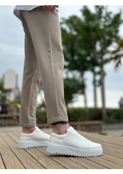 ET8104 Yüksek Taban Rugan Beyaz Bağcıklı Erkek Ayakkabı modelleri