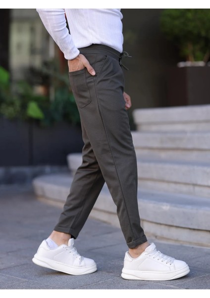 Erkek Örme Kumaş Pileli Duble Paça Rahat Kalıp Casual Jogger Pantolon