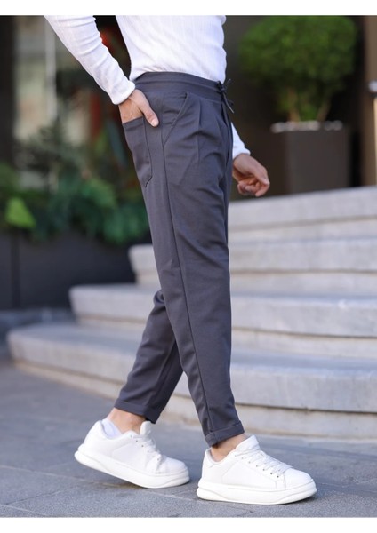 Erkek Örme Kumaş Pileli Duble Paça Rahat Kalıp Casual Jogger Pantolon fiyatları