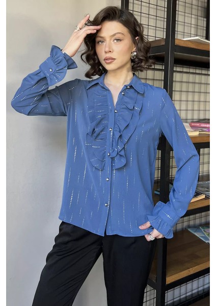 Kadın Volanlı Içlik Kombinli Gömlek P-00016602