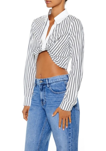 Çizgili Crop Gömlek fırsatları