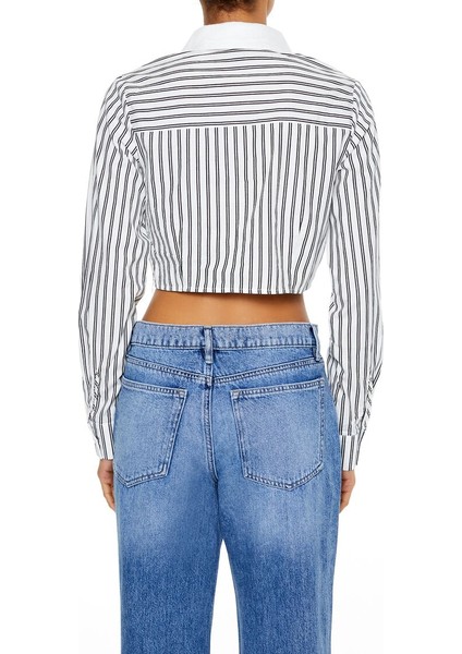 Çizgili Crop Gömlek indirimleri