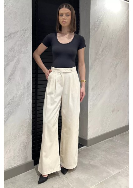 Kadın Bol Paça Keten Pantolon P-00016610 fiyatları