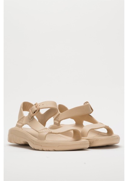Unisex Eva Spor Kaymaz Yürüyüş Sandaleti Krem