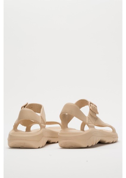 Unisex Eva Spor Kaymaz Yürüyüş Sandaleti Krem