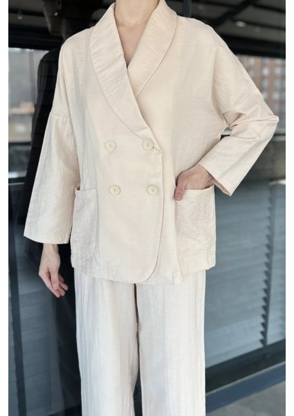 Kadın Kruvaze Yaka Ceket Pantolon Ikili Takım P-00016310 fırsatları