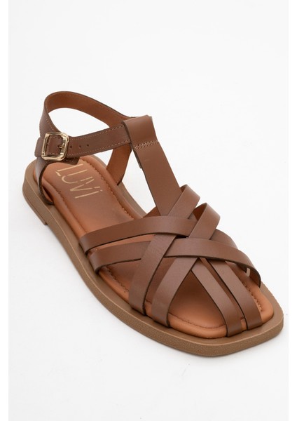 Andres Taba Hakiki Deri Kadın Sandalet modelleri