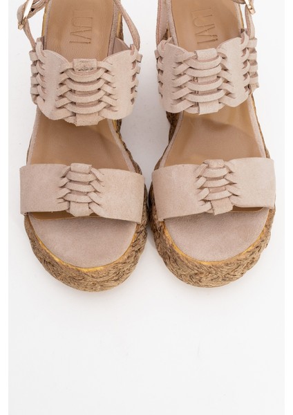 Olien Kahve Süet Deri Kadın Dolgu Topuklu Sandalet fiyatları