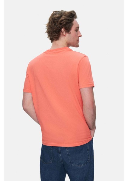 Tatum Sıcak Pembe Bisiklet Yaka Baskılı Standard Fit Erkek Tshirt modelleri