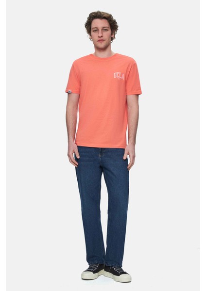 Tatum Sıcak Pembe Bisiklet Yaka Baskılı Standard Fit Erkek Tshirt fırsatları