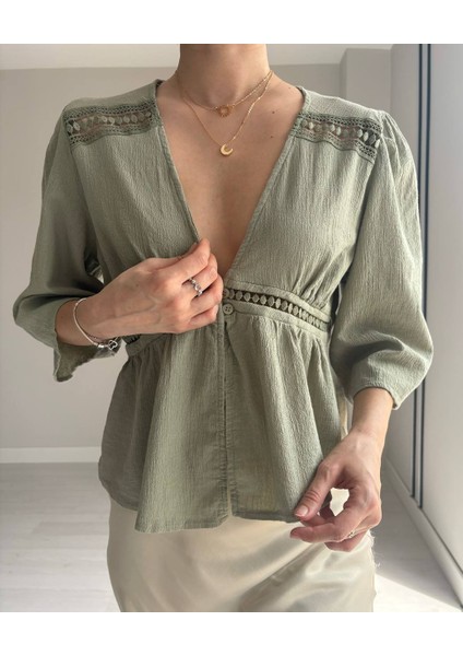 2108 Nisan Dantel Detaylı Pamuklu Top