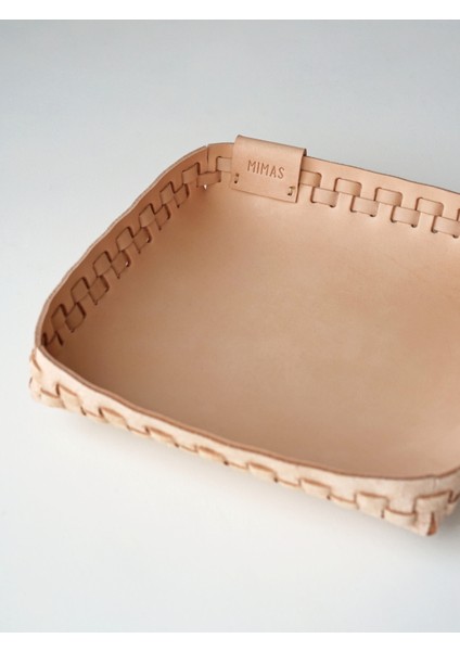 Chateau Dekoratif Tepsi El Yapımı Hakiki Deri Naturel Vejetal Deri Kase fırsatları