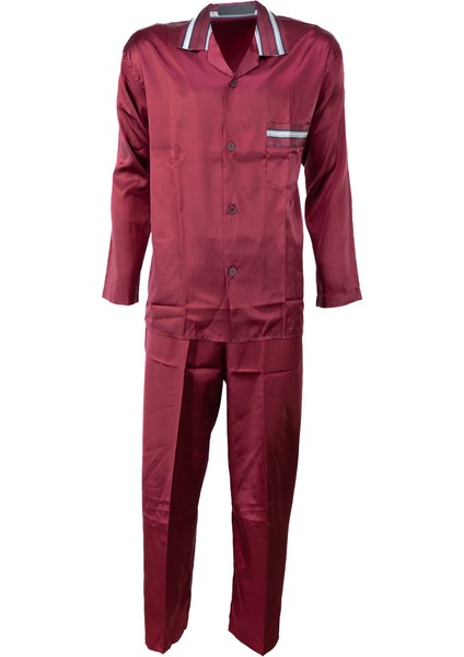 Erkek Şık Klasik Model Pijama Takımı Premium Saten Kumaş Murcia Model Cepli Tam Kalıp