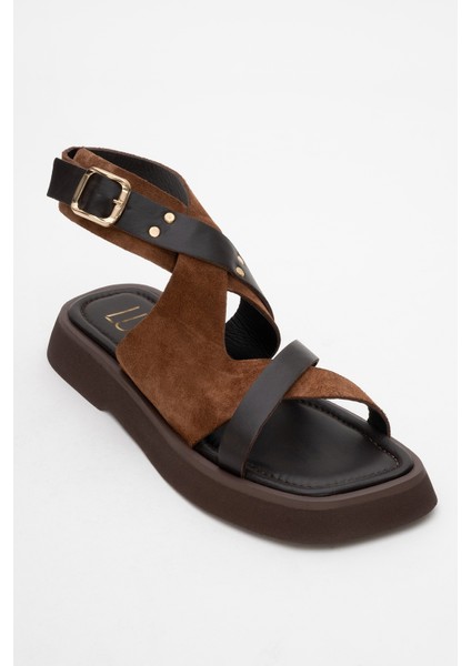 Minnea Kahverengi Süet Hakiki Deri Kadın Sandalet modelleri