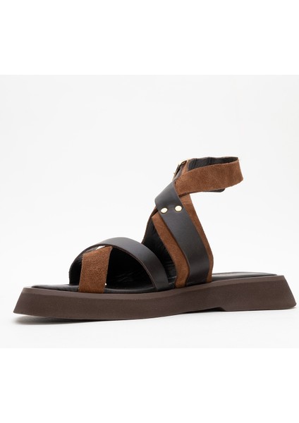 Minnea Kahverengi Süet Hakiki Deri Kadın Sandalet fırsatları