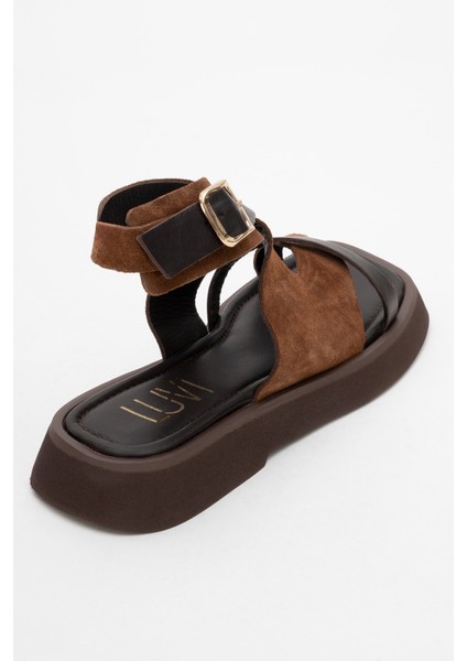 Minnea Kahverengi Süet Hakiki Deri Kadın Sandalet indirimleri