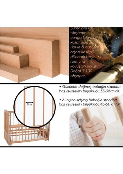 Ahşap Beşik Anne Yanı Yeni Doğan Asya Organik Bebek Beşiği Uyku Setsiz + Tekerlekli modelleri