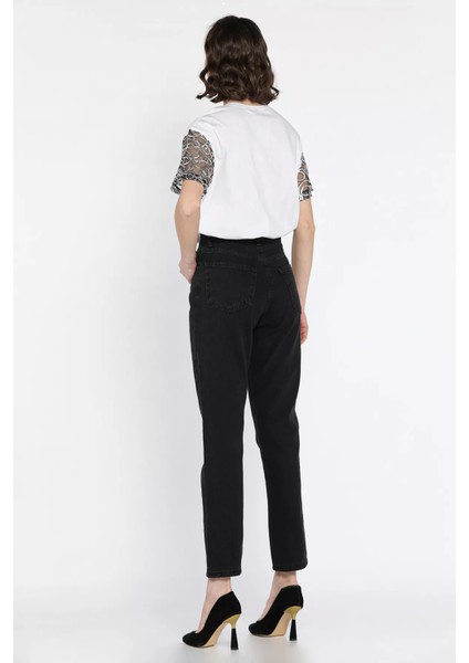 Kadın Yüksek Bel Mom Jeans Kot Pantolon P-00016593