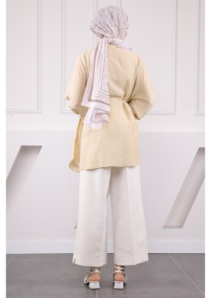 Bej Beli Ip Detaylı Tunik fırsatları