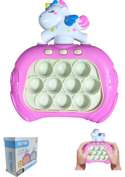 Popit Makinesi Işıklı Oyun Fast Push Pilli Fidget Kabarcık - Unicorn