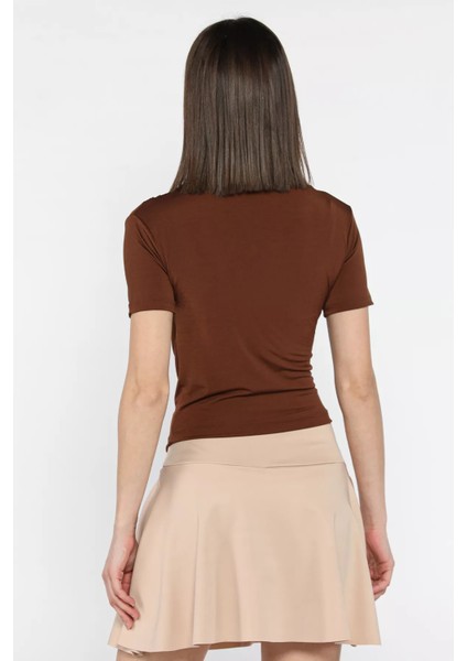 Kadın Omuz ve Bel Drapeli Kısa Kol Bluz P-00016374 modelleri