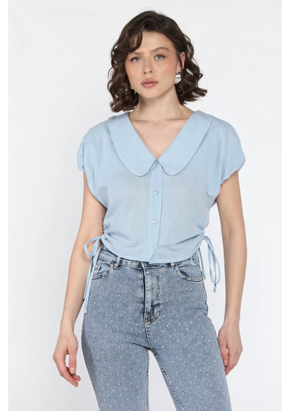 Kol Lastikli Yan Bağcıklı Kadın Gömlek P-00016600