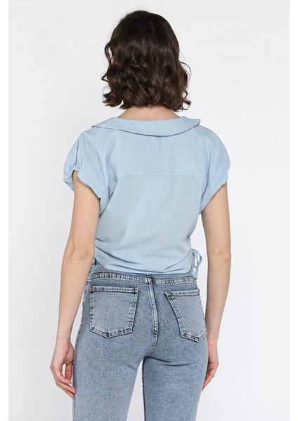 Kol Lastikli Yan Bağcıklı Kadın Gömlek P-00016600 modelleri