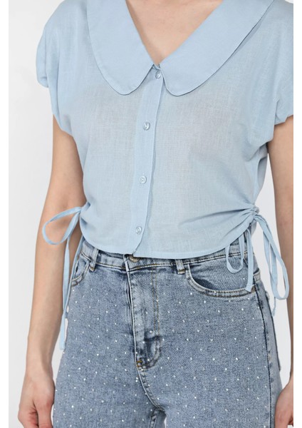 Kol Lastikli Yan Bağcıklı Kadın Gömlek P-00016600 fırsatları