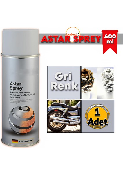 650°C Isıya Dayanıklı Astar Sprey Boya 400 ml Mat Gümüş Soba Egzoz Şömine Metal Yüzey Boyası