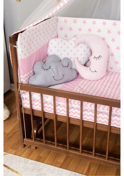 Ahşap Beşik Anne Yanı Yeni Doğan Tutku Ceviz Bebek Beşiği Pempe Yıldız Uyku Setli modelleri