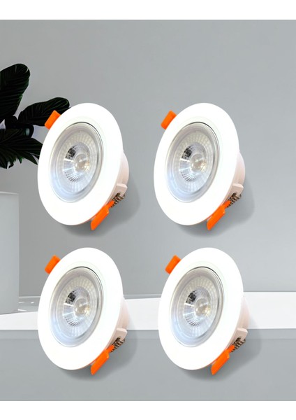 , 4 Adet 6W Cob LED Gömme Spot, LED Spot, Cob LED Spot, Beyaz Kasa (6500 K) Beyaz Işık 3500 K (Günışığ) Işık