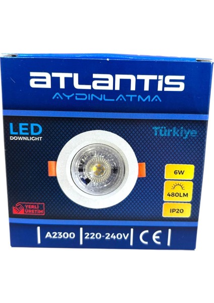 , 4 Adet 6W Cob LED Gömme Spot, LED Spot, Cob LED Spot, Beyaz Kasa (6500 K) Beyaz Işık 3500 K (Günışığ) Işık