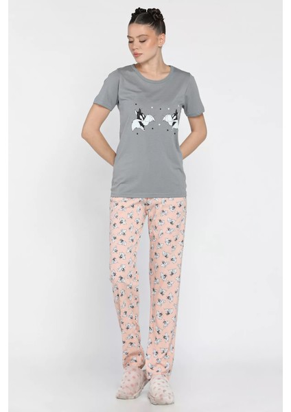Kadın Baskılı Yarım Kol Pijama Takımı P-00016636 fiyatları