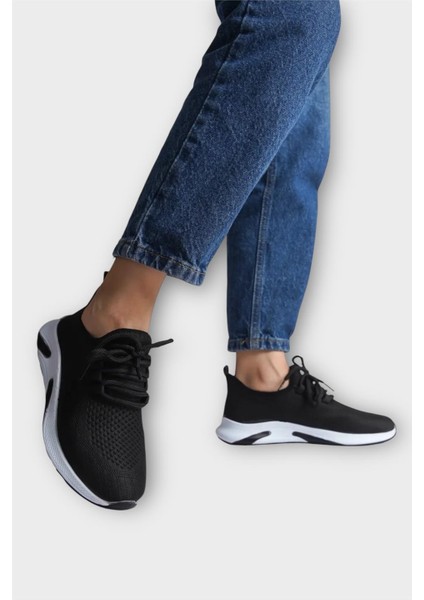Unisex Yazlık Triko Spor Ayakkabı Siyah - Beyaz indirimleri
