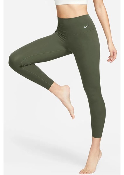 Dri Fit Zenvy Gentle Support High Waisted 7/8 Leggings Kadın Yüksek Bel Iç Cepli Spor Tayt Haki
